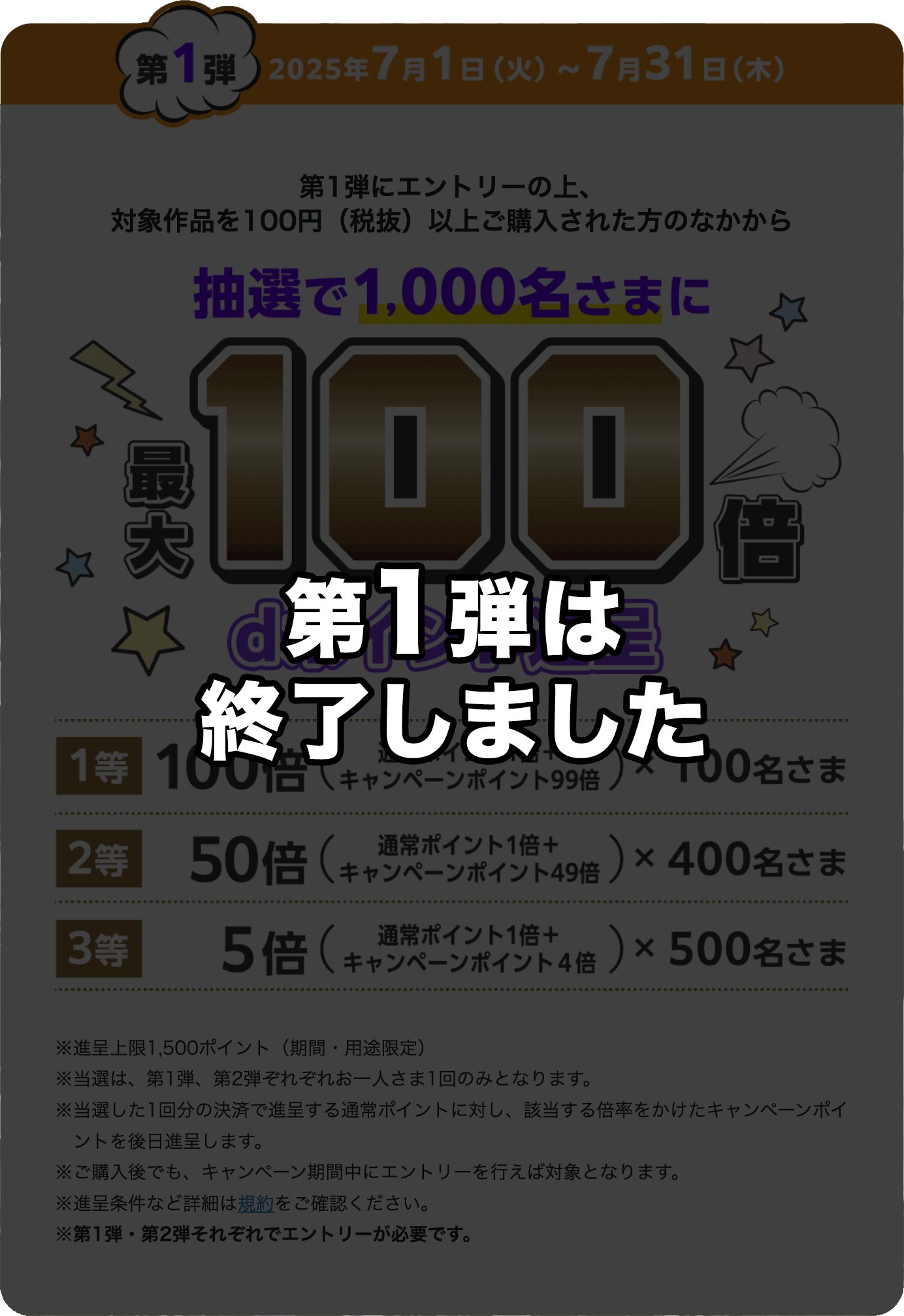 第１弾は終了しました